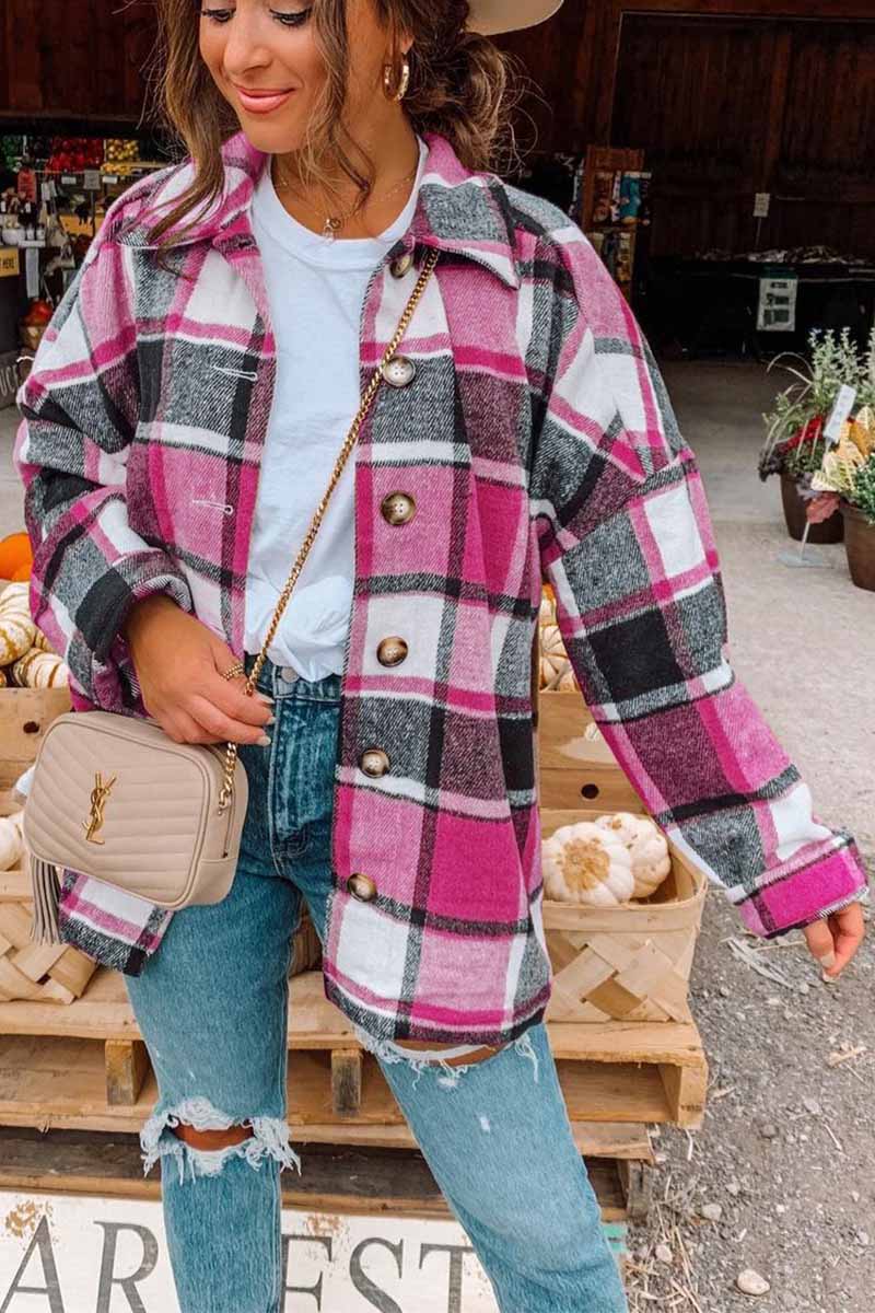 Big Plaid Coat Tops(6 Colors)