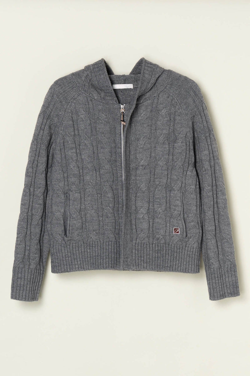 Cable Knit Hooded Cardigan