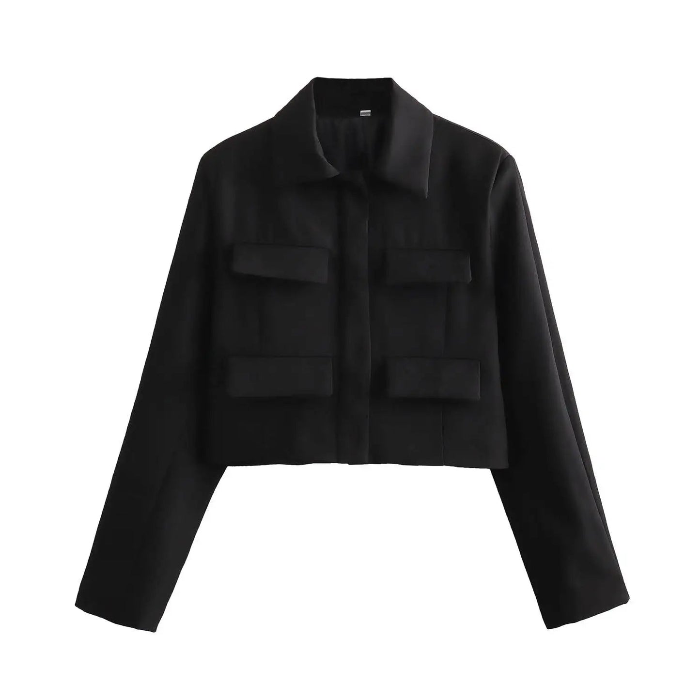 Turn Down Long Pocket Autumn Coat