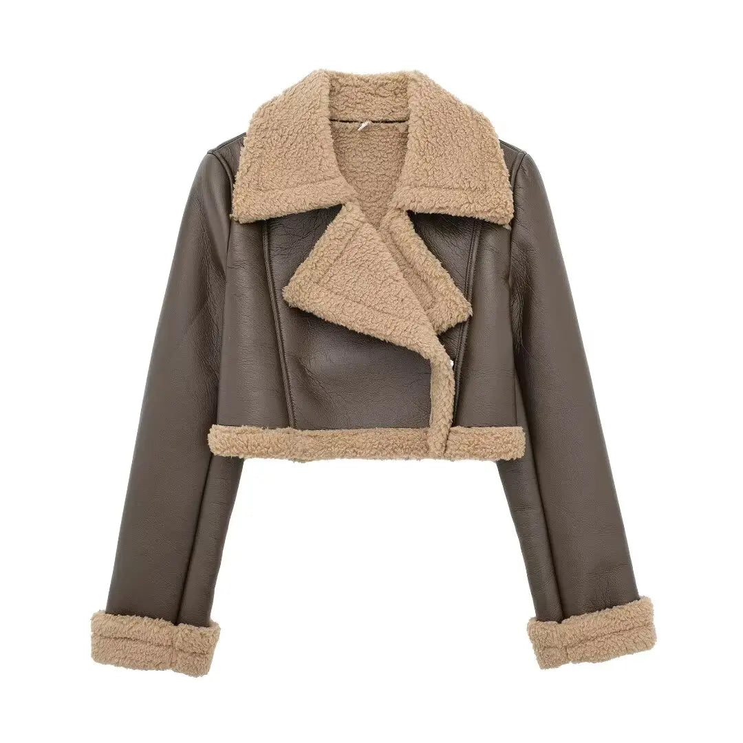 Female Short Turn-down Long Winter High Street Coat