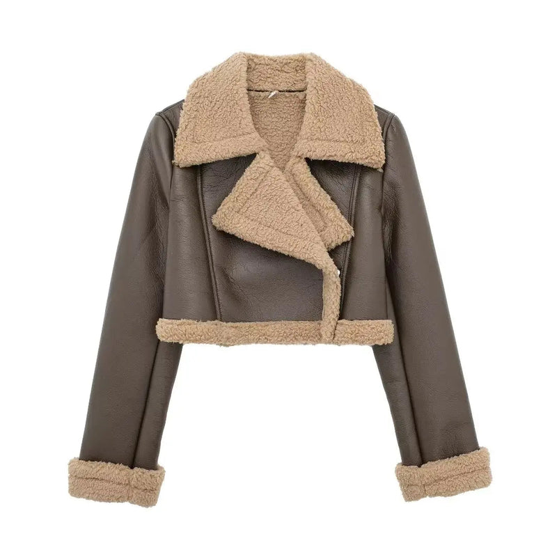 Female Short Turn-down Long Winter High Street Coat