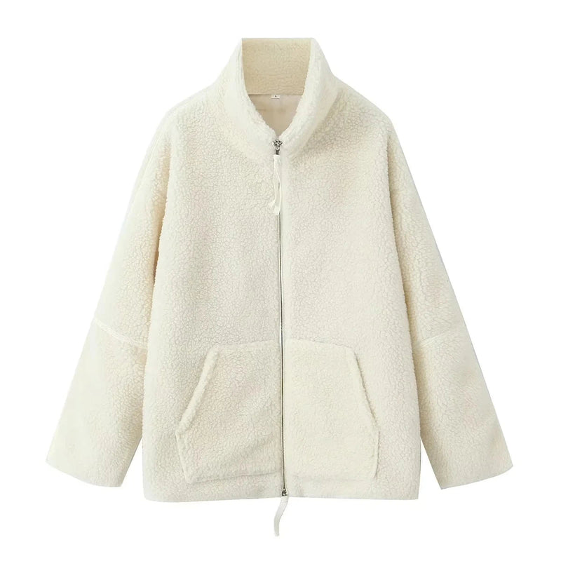 Winter Warm Loose Lamb Lapel Long Coat
