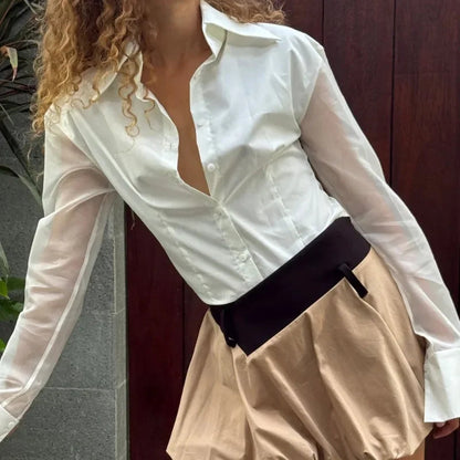 Summer See-through Slim Blouse