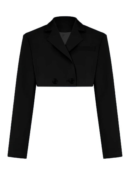 Blazer and Skirt Sets for Two Piece Set Outfits Gray Cropped Coat Blazer Femme 2-piece Sets New