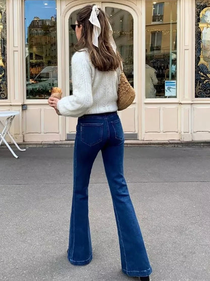 Flare Jeans Summer Bodycon Long Denim Pants Blue Elastic Y2k Trousers High Waisted Jeans