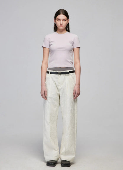 Textured Loose Wide-leg Pants