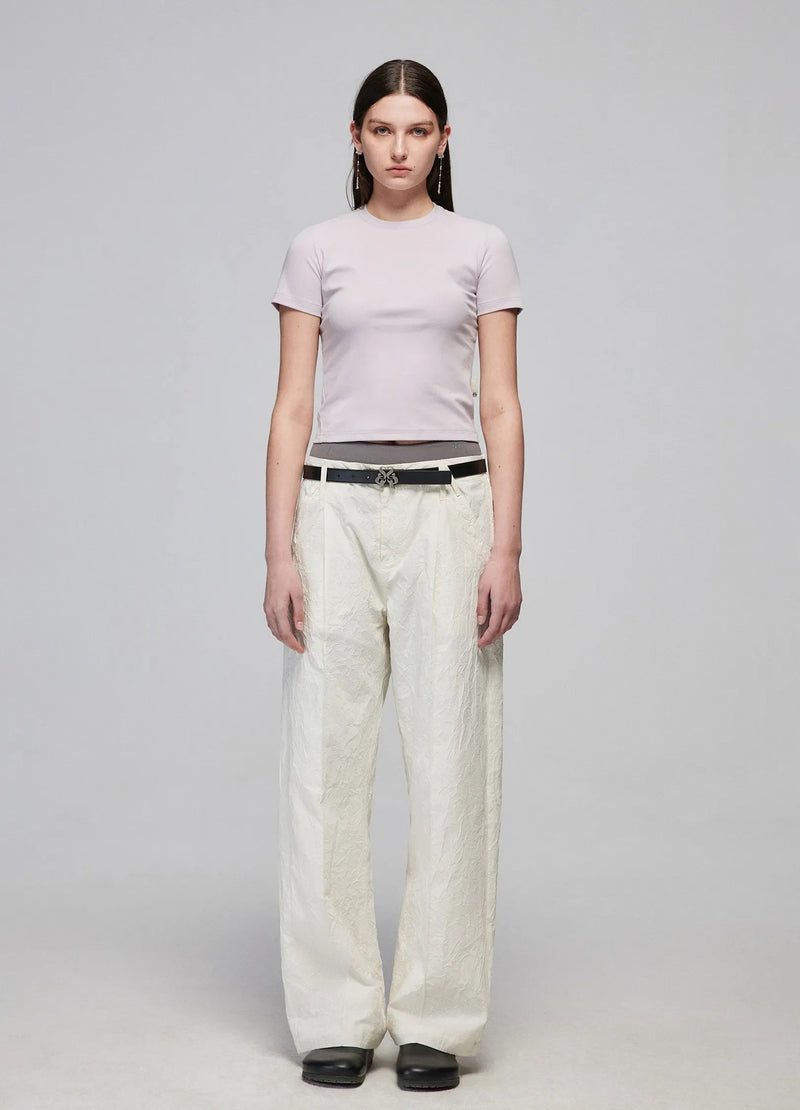 Textured Loose Wide-leg Pants