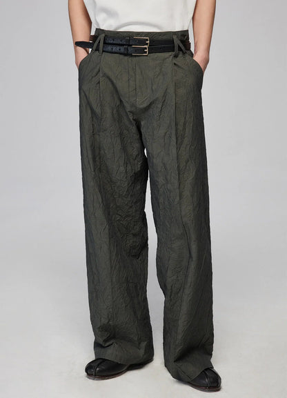 Textured Loose Wide-leg Pants