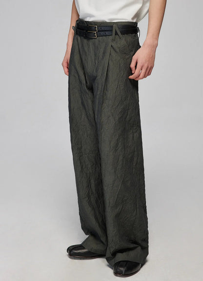 Textured Loose Wide-leg Pants
