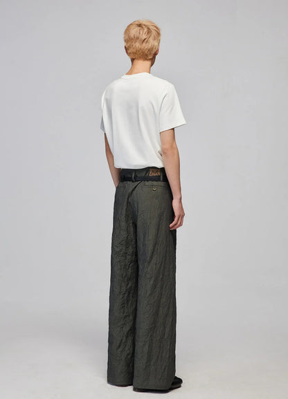 Textured Loose Wide-leg Pants