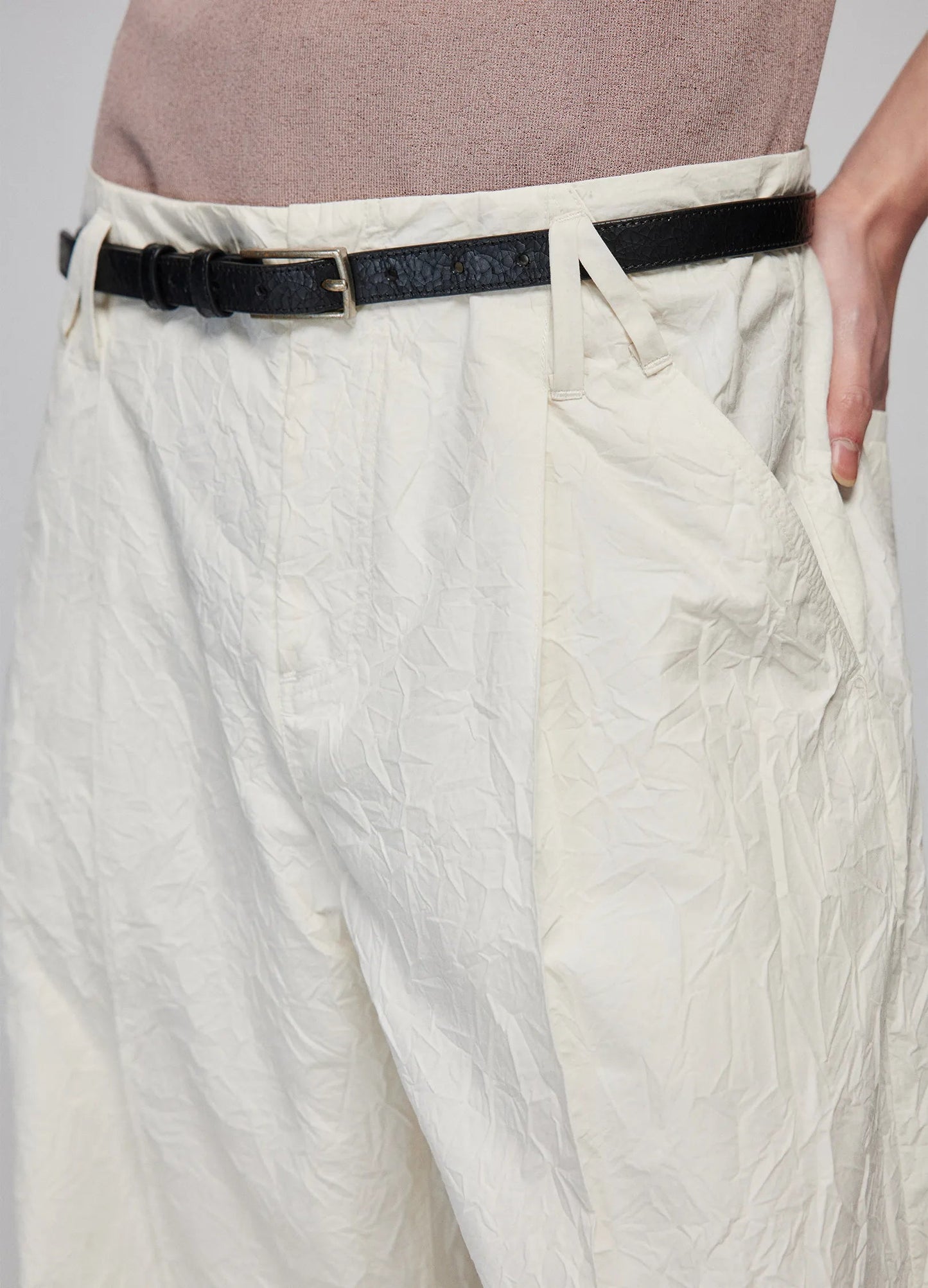 Textured Loose Wide-leg Pants