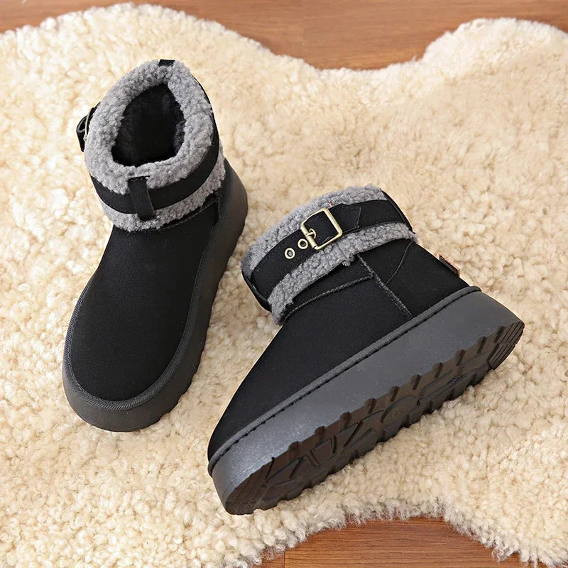 Thick Bottom Fleece-lined Winter Boots Cotton Warm Shoes Integrated Leather Outerwear New Style Snow Boots
