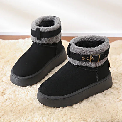 Thick Bottom Fleece-lined Winter Boots Cotton Warm Shoes Integrated Leather Outerwear New Style Snow Boots