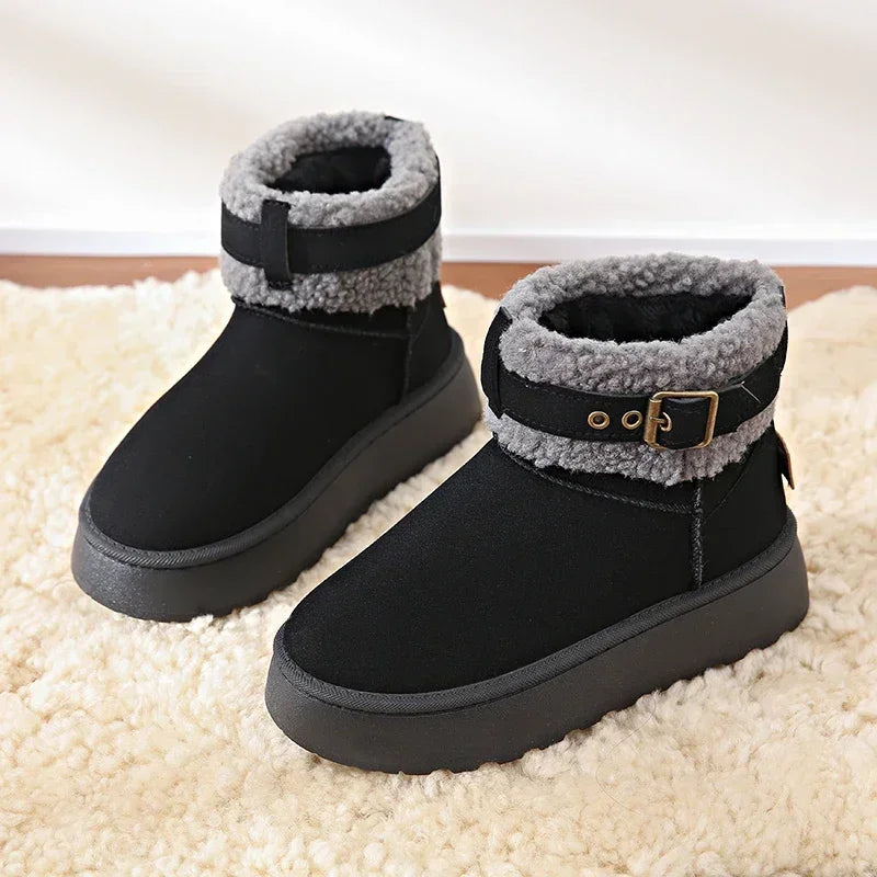 Thick Bottom Fleece-lined Winter Boots Cotton Warm Shoes Integrated Leather Outerwear New Style Snow Boots