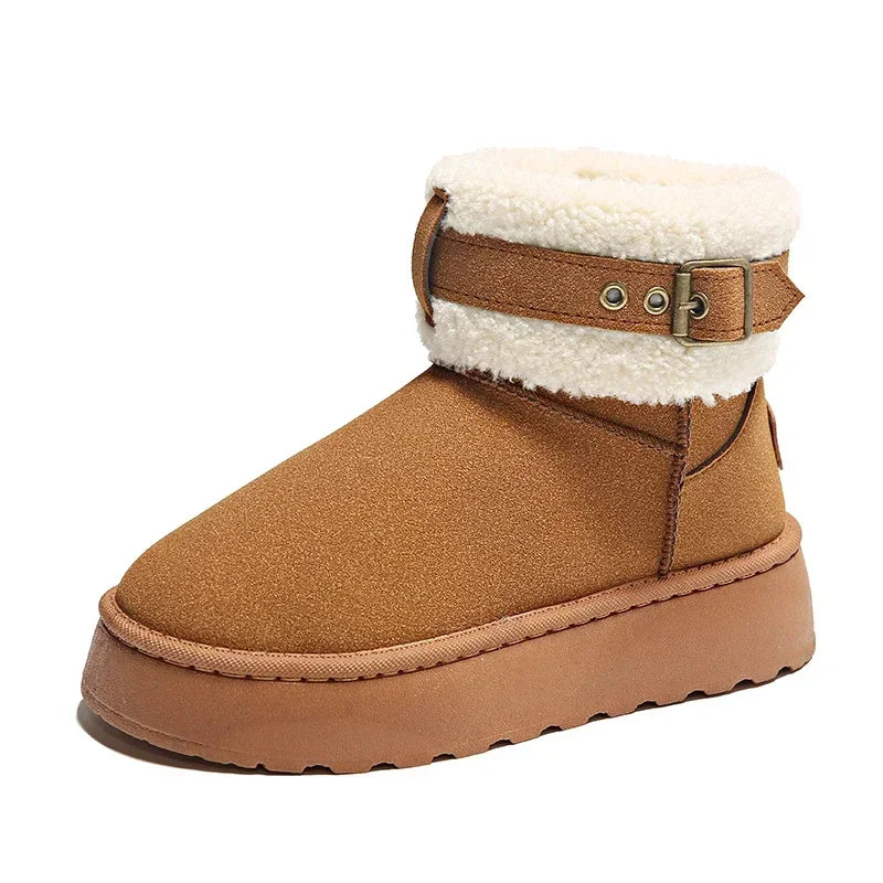 Thick Bottom Fleece-lined Winter Boots Cotton Warm Shoes Integrated Leather Outerwear New Style Snow Boots