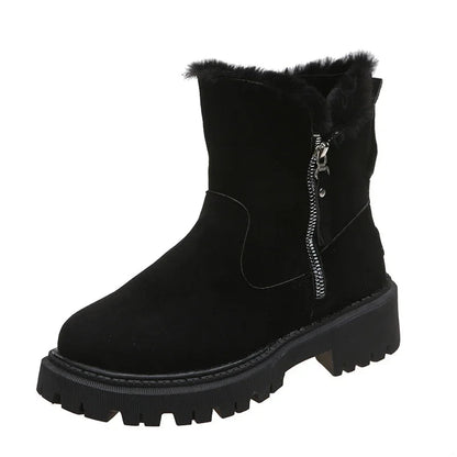 Thick Plush Snow Boots Faux Suede Non-slip Winter Boots Woman Keep Warm Cotton Padded Shoes Platform Ankle Booties