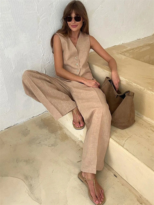 2 Piece-set Wide Leg Trousers Patchwork High Waist Straight Legg Outfits Vestidos ’s Pants Sets