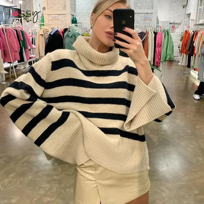 New ’s Turtleneck Sweater Fall Winter Knitted Pullovers for Knitwear Long Sleeve Oversized Tops