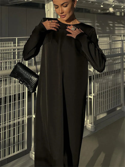 Backless Lace-up Slim Maxi Dress Female Black Autumn Bandage Long Sleeve Patchwork Long Dress