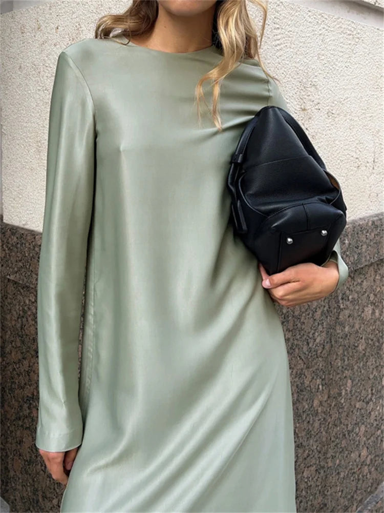 Black Satin Maxi Dress for Patchwork Slim High Waist Split Long Dress Party Dress