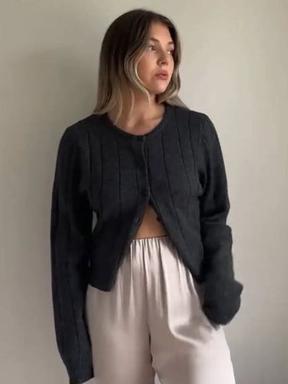 Knit Long Sleeve Loose High Waist Female Summer Cardigan