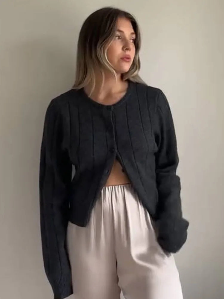 Knit Long Sleeve Loose High Waist Female Summer Cardigan
