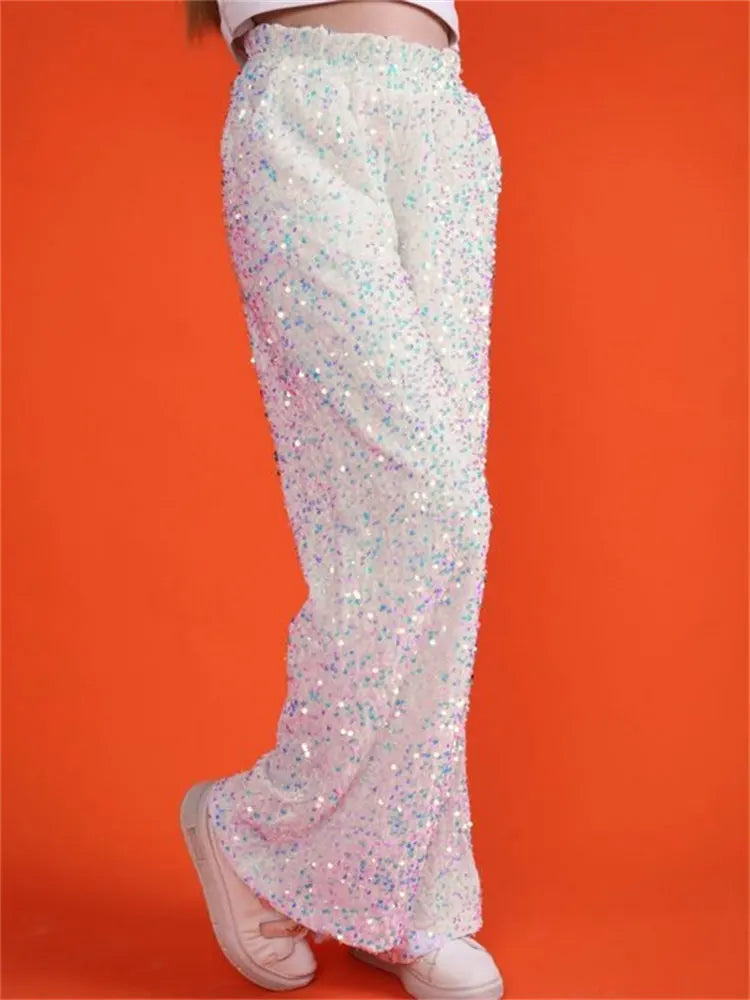 Sequin for Straight Legg Trousers High Waist Glitter Slim Wide Leg ’s Y2k Pants