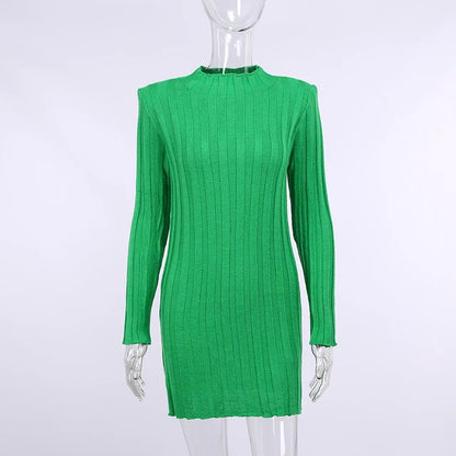 Ribbed ’s Turtleneck Sweater Green Long Sleeve Shrugs Knitwear Jumper Female Knitted Tops Autumn Winter