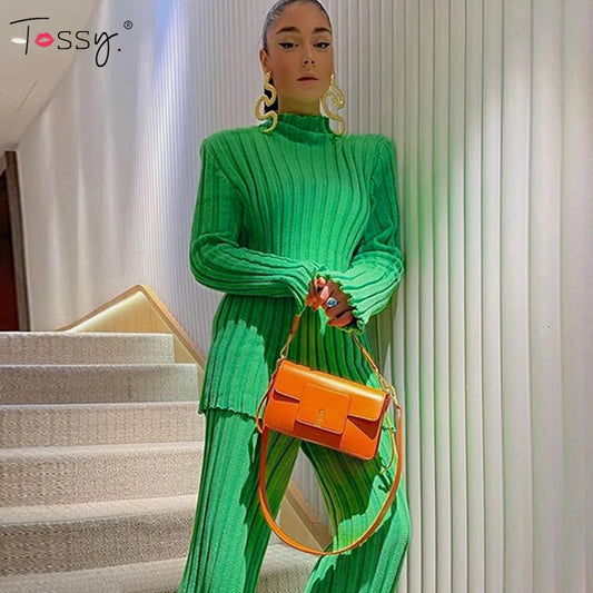 Ribbed ’s Turtleneck Sweater Green Long Sleeve Shrugs Knitwear Jumper Female Knitted Tops Autumn Winter