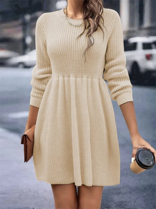High Waist Hollow Out Mini Dress Female Patchwork Pleated Party Dress Slim Long Sleeve Dress