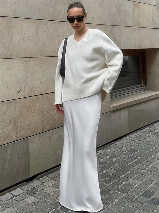 High Waist Long Skirt Satin Zipper Patchwork Y2k Maxi Skirt Summer Long Skirt