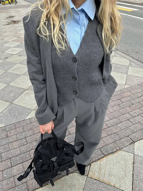 Knit Ribbed Vest Cardigan for Slim V-neck Sleeveless High Waist Outwear Female Loose Knit Vest Sweater