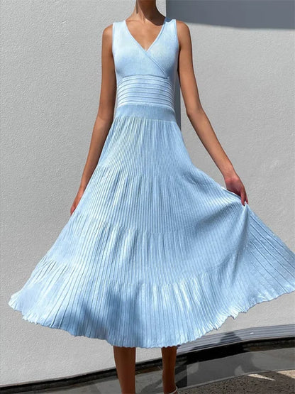Knit V-neck for Maxi Dress Y2k Backless Knitwear Party Dress Baggy High Waist Summer Female Dress