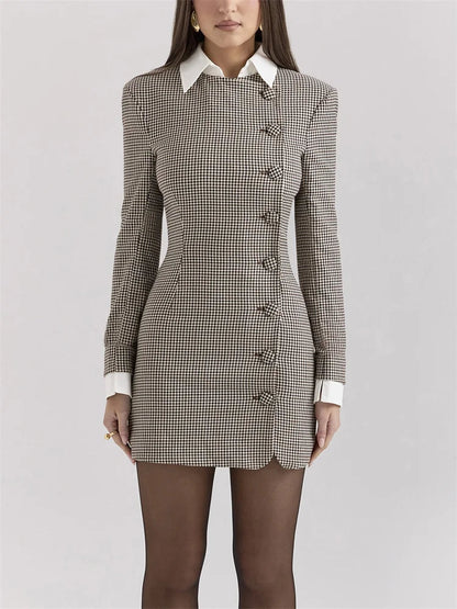 Contrast Lapel Cardigan Mini Dress