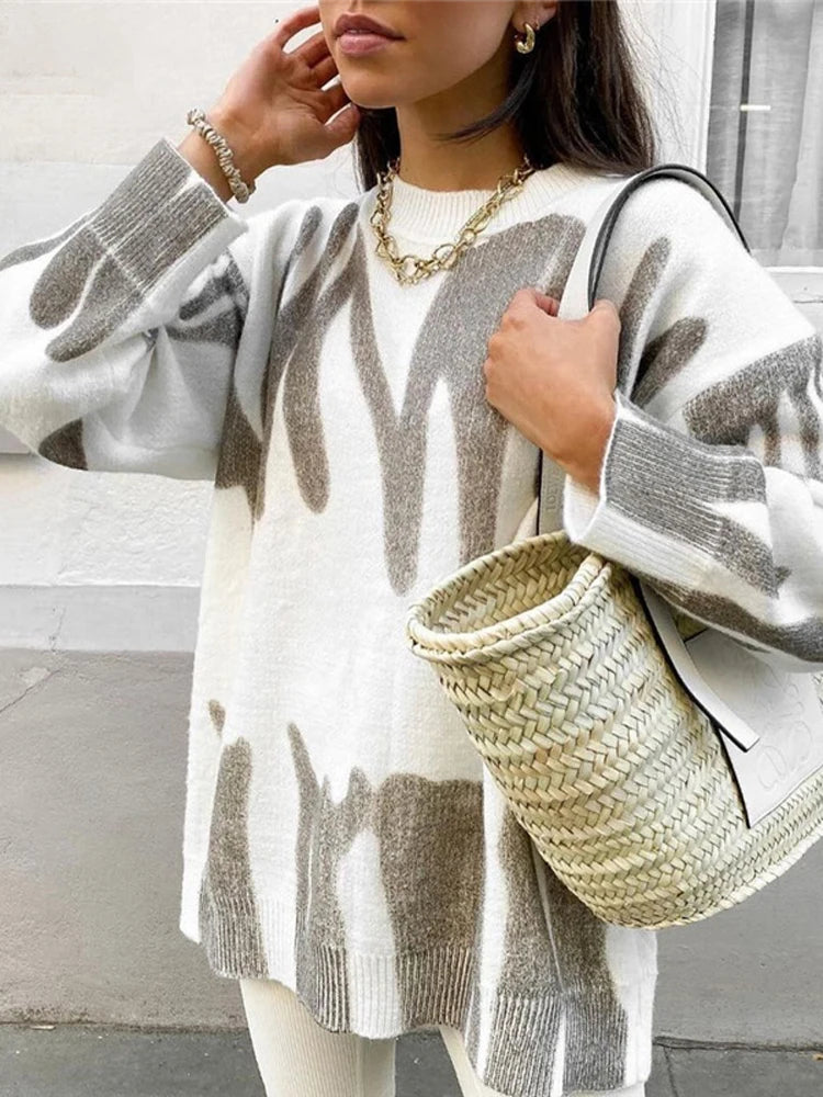 New Tie-dye Knit ’s Oversize Sweater Pullovers Long Sleeve Y2k Winter Loose Pull Femme Jumper