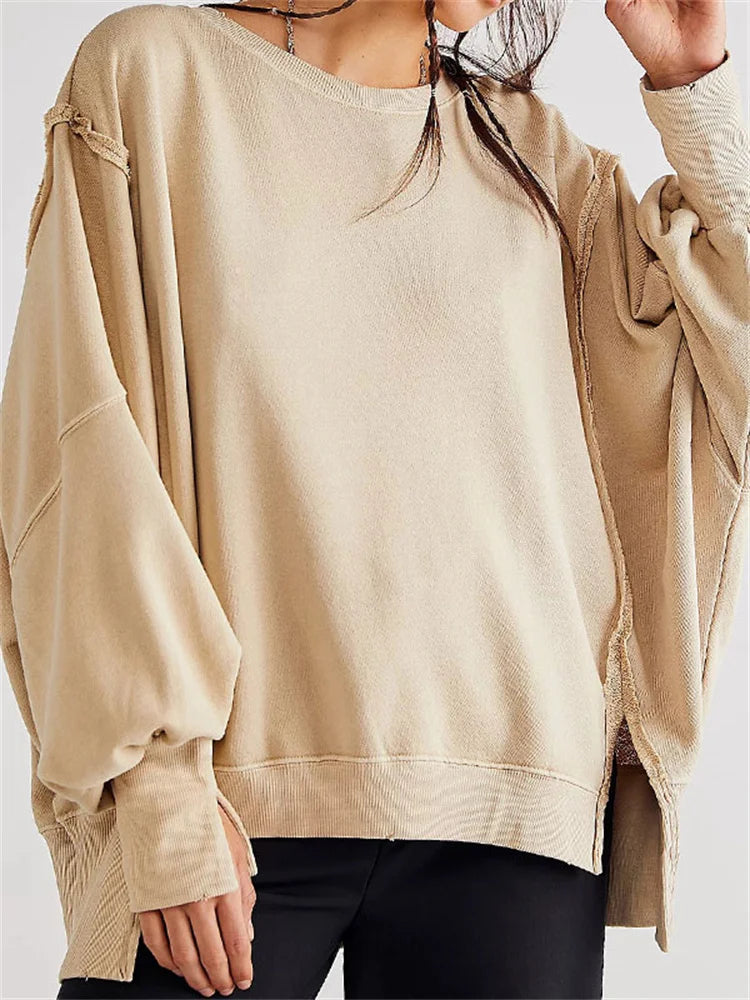 Patchwork Knit Loose Pullover Female Autumn High Waist Sweater Knitwear Pullover New
