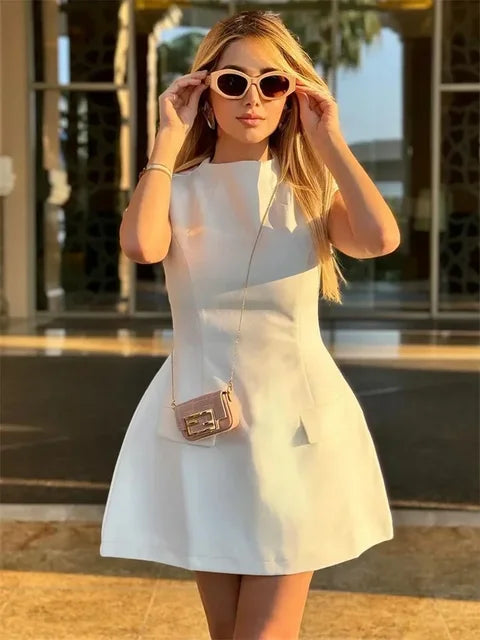 Patchwork Long Sleeve Mini Dress for High Waist Patchwork Female Slim Dress