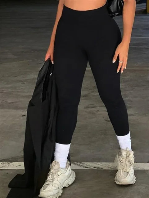 Ribbed Yoga Leggings Sports Tights Seamless Knit Yoga Pants White Femme Gym Leggings Skinny Workout Fitness Push Up