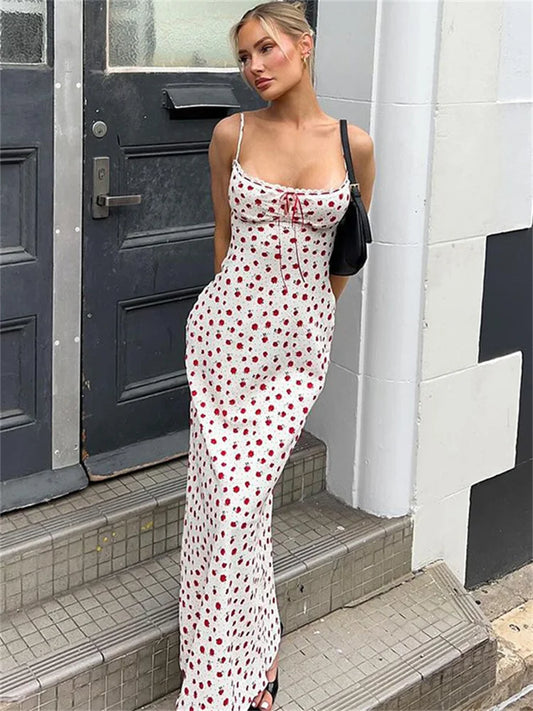 Ruffled Backless Halter Dresses Female Lace High Waist Spaghetti Patchwork Party Dress Summer Maxi Dress New