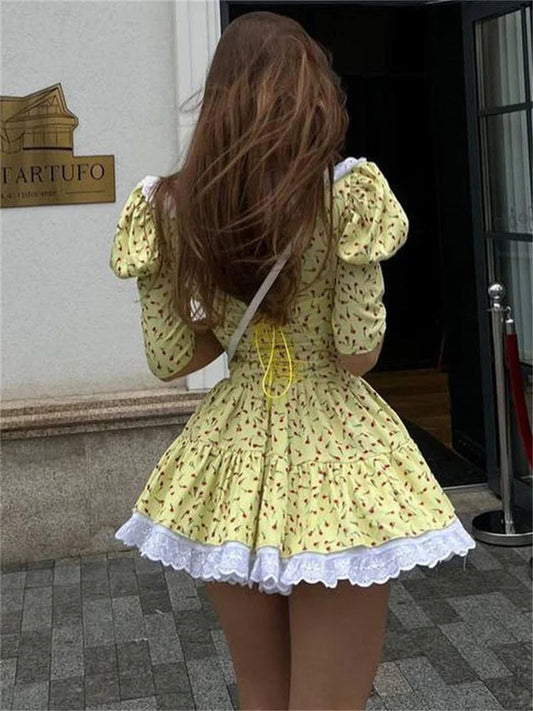 Printed Short Sleeve Mini Dress