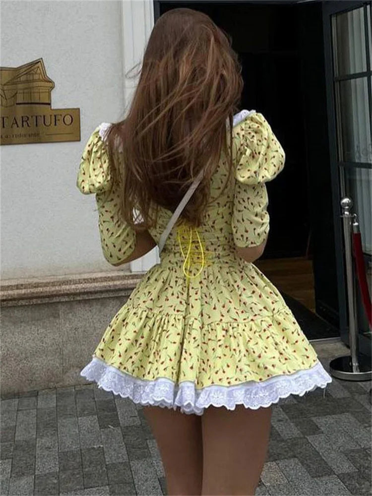 Printed Short Sleeve Mini Dress
