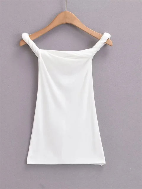 Twist Off-shoulder Slim T-shirt Patchwork Backless ’s Top Y2k Top Pleated Strapless Pullover Tee
