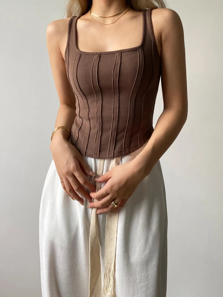 Striped Stitching Slim T-shirt Female 2 in 1 Shrug Set Co-ord Crop Shrug and Corset Tank Tops Set Y2k New