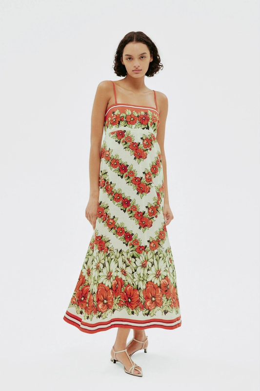 Tristane Spaghetti Maxi Dress in Red