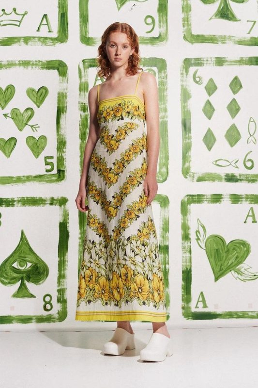 Tristane Spaghetti Maxi Dress in Yellow
