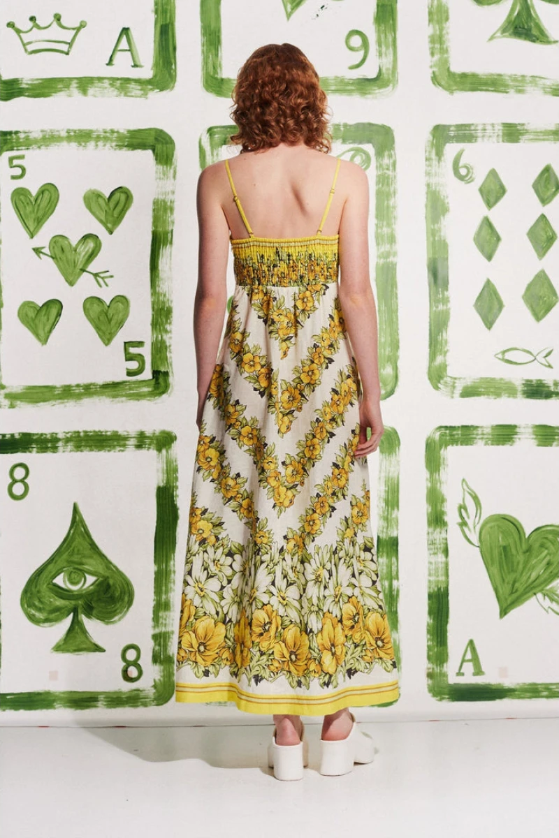 Tristane Spaghetti Maxi Dress in Yellow