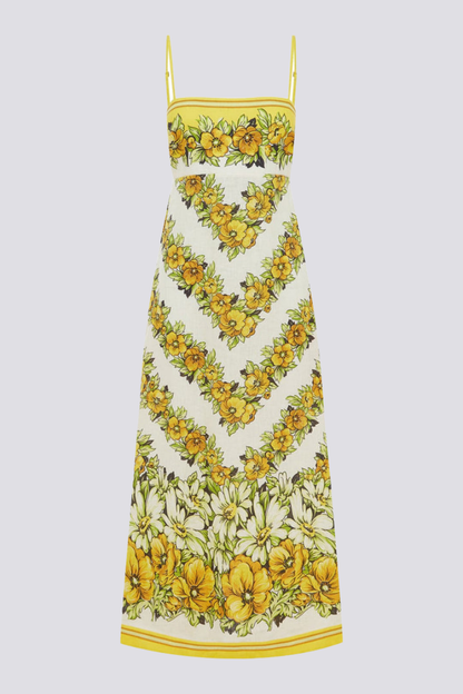 Tristane Spaghetti Maxi Dress in Yellow