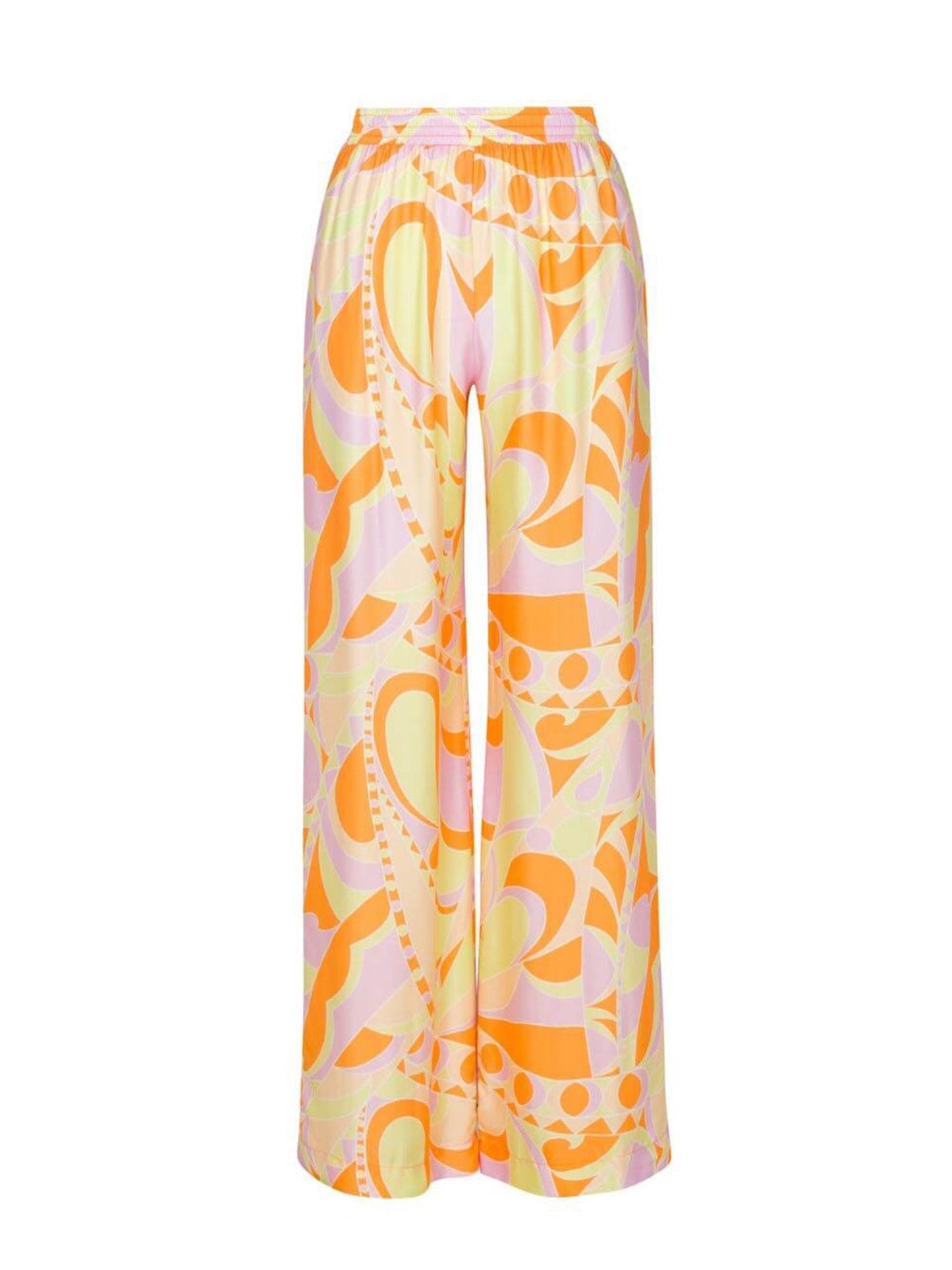 Tropical Beach Graphic Print Wide-leg Pants