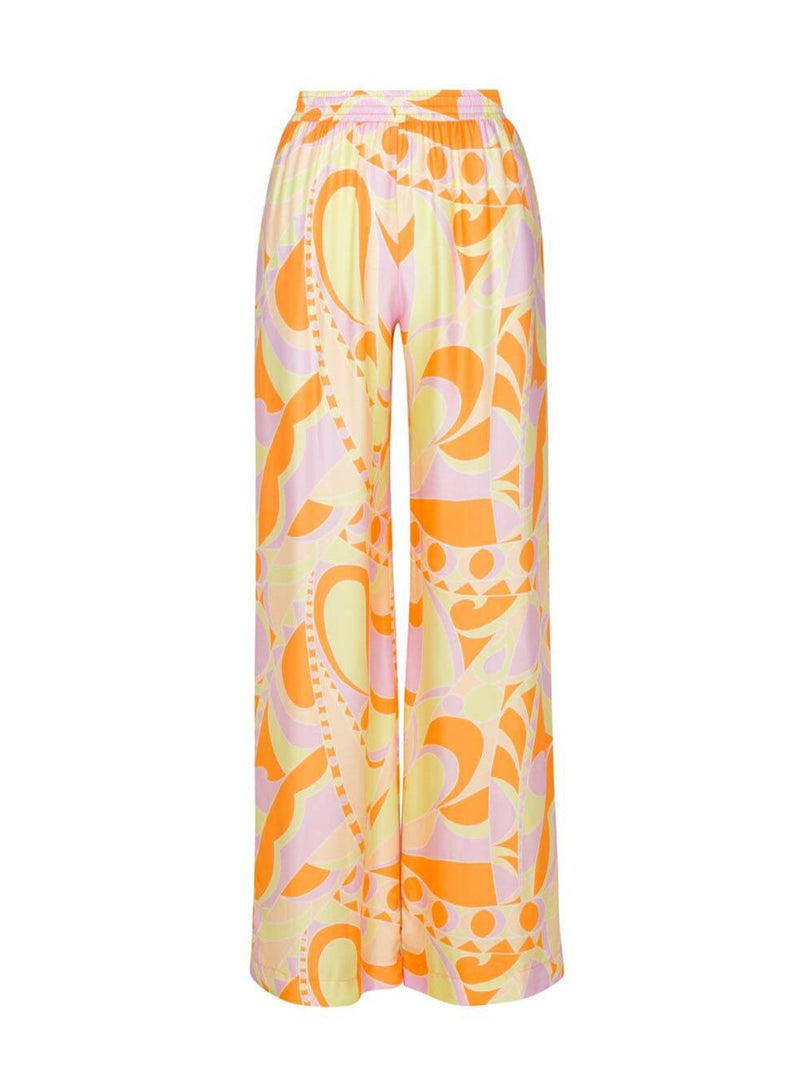 Tropical Beach Graphic Print Wide-leg Pants