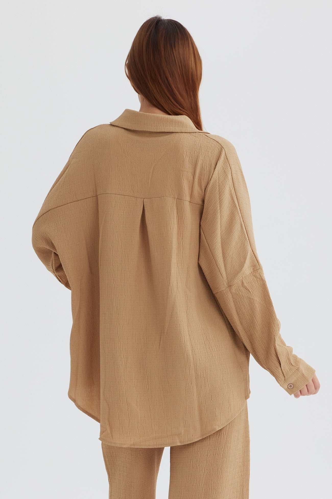 Two Piece Color Long Sleeve Shirt Long Pants Set